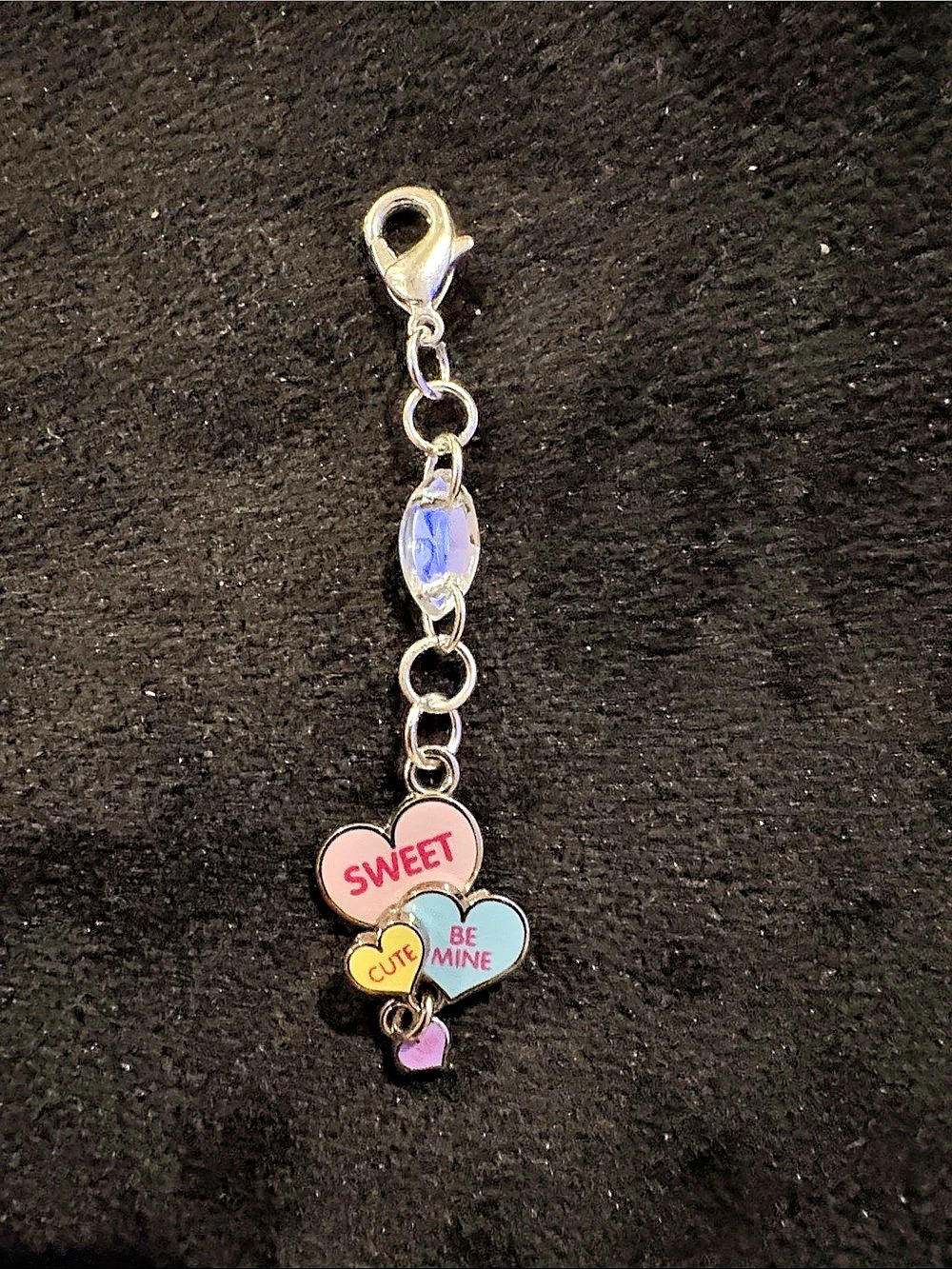 Heart Charm Bracelet in Silver & Pink